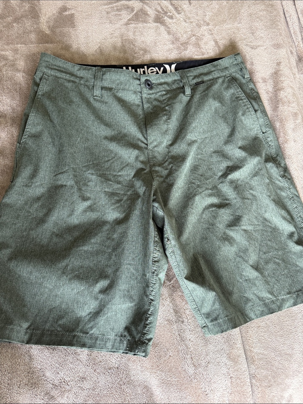Hurley Olive Green Flat Front Chino Shorts